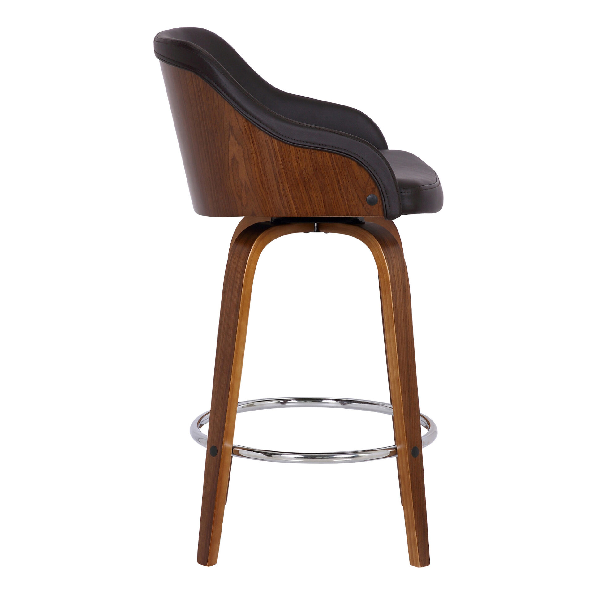 30 Inch Brown Iron Swivel Bar Stool with Footrest 4 30 Inch Brown Iron Swivel Bar Stool with Footrest - Image 4