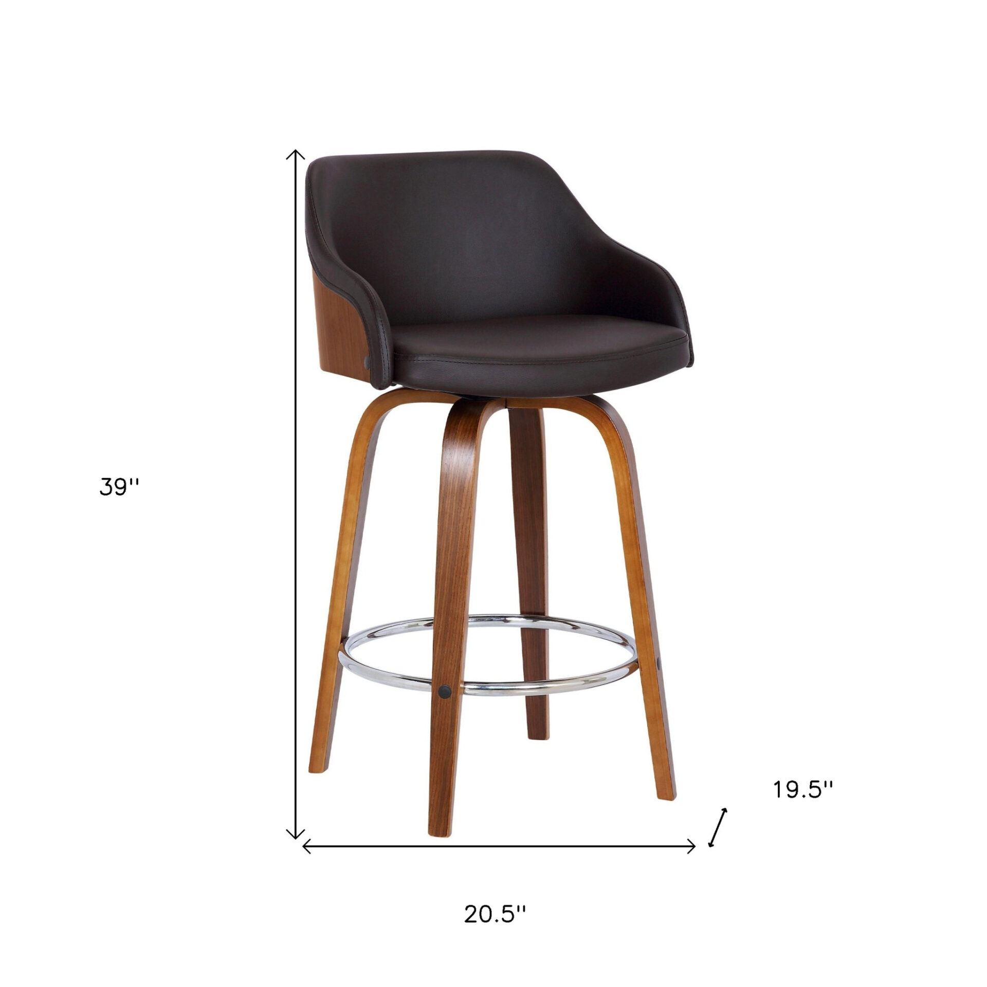 30 Inch Brown Iron Swivel Bar Stool with Footrest 9 30 Inch Brown Iron Swivel Bar Stool with Footrest - Image 9