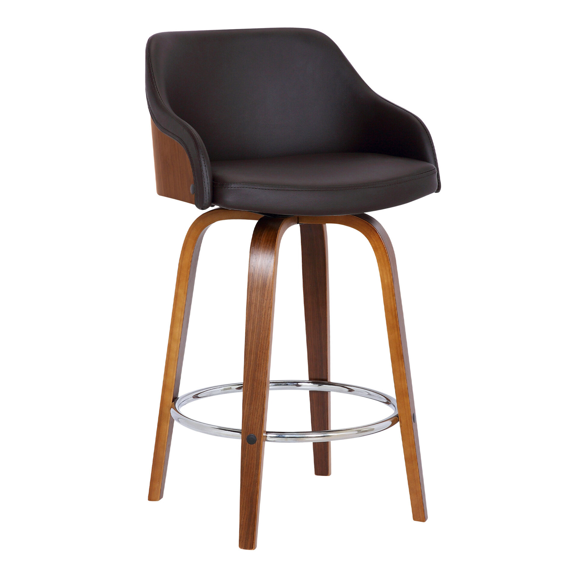 30 Inch Brown Iron Swivel Bar Stool with Footrest 1 30 Inch Brown Iron Swivel Bar Stool with Footrest