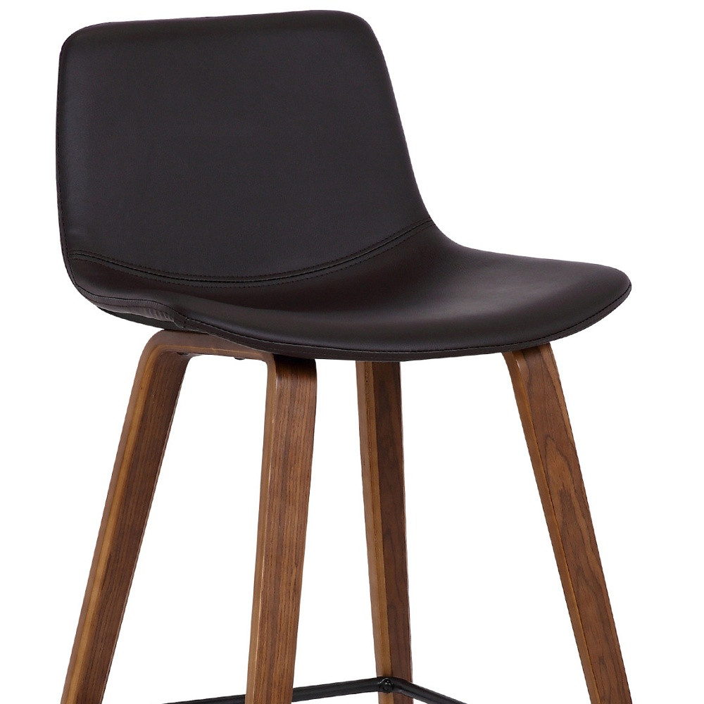 26-Inch Brown Faux Leather Low Back Counter Height Bar Stool 8 26-Inch Brown Faux Leather Low Back Counter Height Bar Stool - Image 8