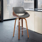 26-Inch Gray and Brown Swivel Low Back Bar Stool 18 26-Inch Gray and Brown Swivel Low Back Bar Stool