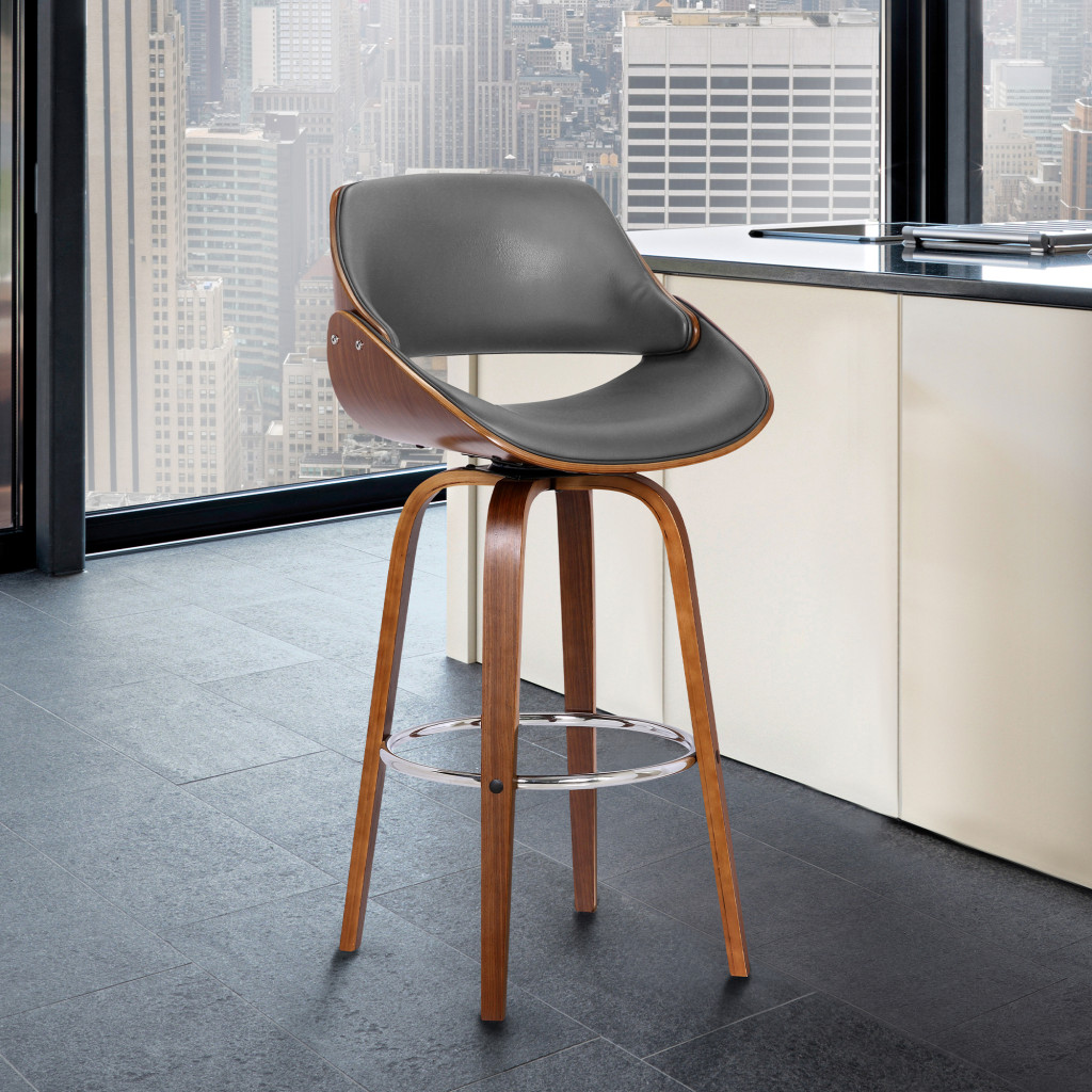 26-Inch Gray and Brown Swivel Low Back Bar Stool 9 26-Inch Gray and Brown Swivel Low Back Bar Stool - Image 9