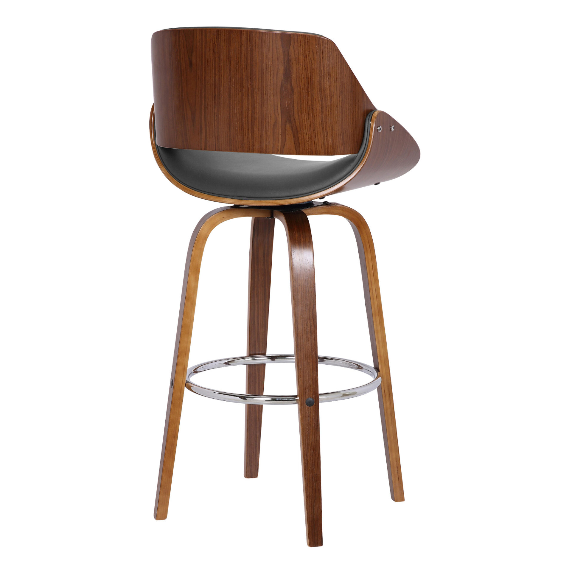 26-Inch Gray and Brown Swivel Low Back Bar Stool 5 26-Inch Gray and Brown Swivel Low Back Bar Stool - Image 5