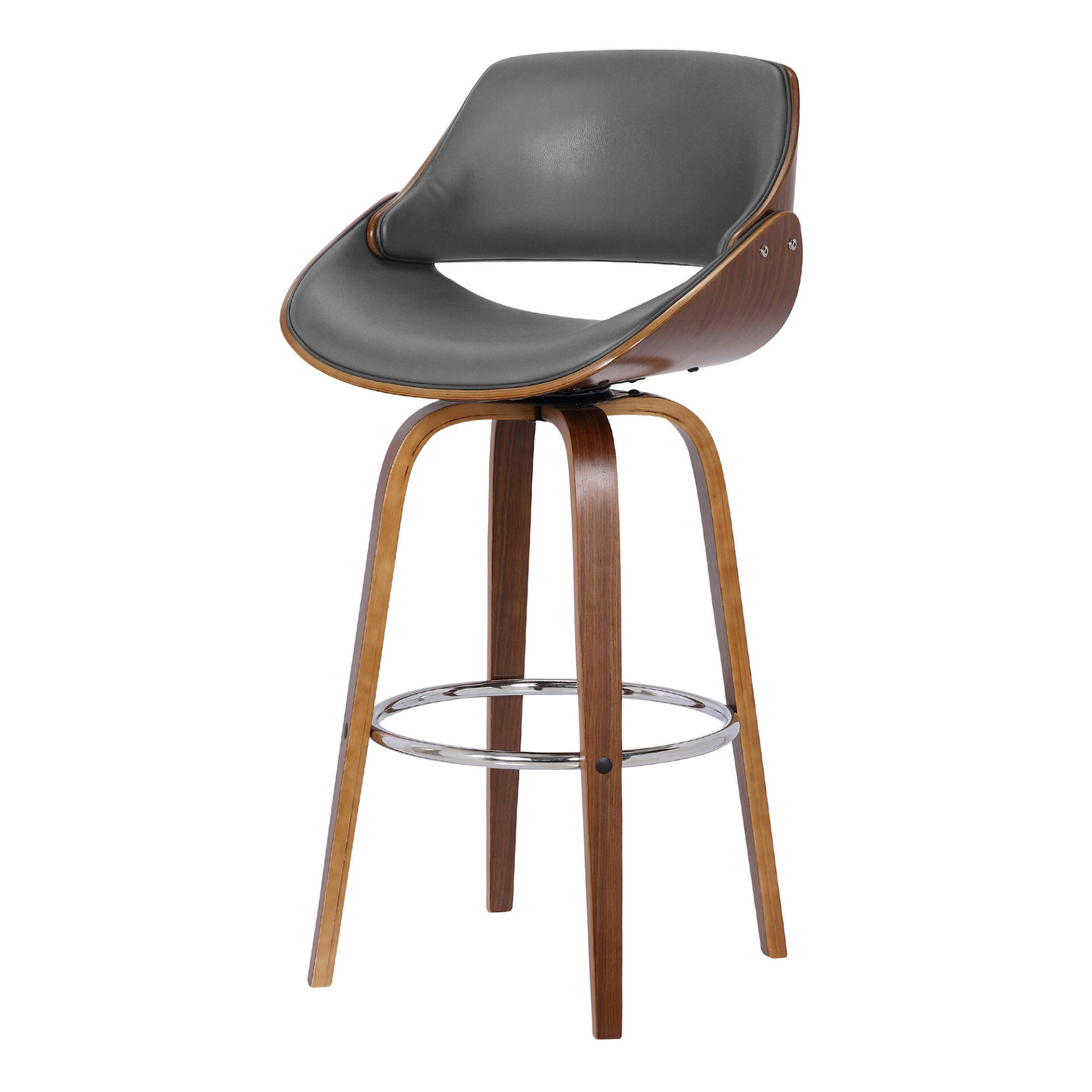 26-Inch Gray and Brown Swivel Low Back Bar Stool 7 26-Inch Gray and Brown Swivel Low Back Bar Stool - Image 7