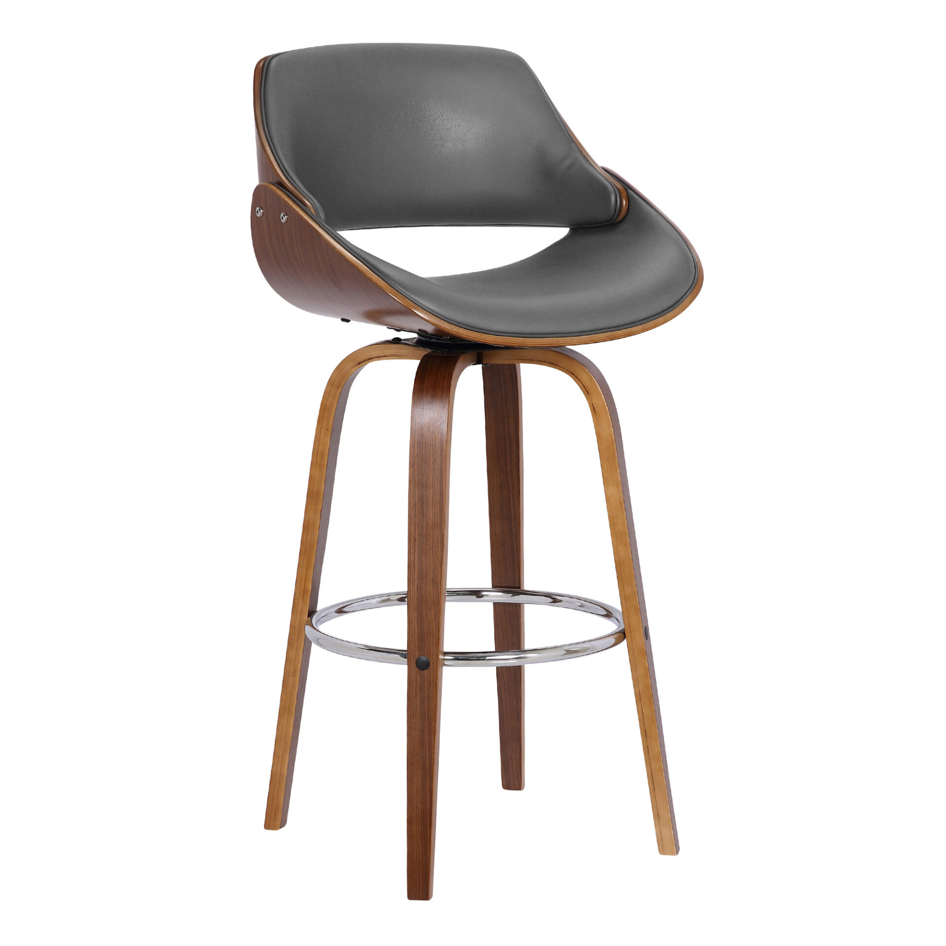 26-Inch Gray and Brown Swivel Low Back Bar Stool 1 26-Inch Gray and Brown Swivel Low Back Bar Stool