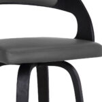 37 Inch Gray Faux Leather Swivel Counter Height Bar Stool