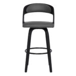 30" Gray Faux Leather and Black Wood Swivel Bar Stool 12 30" Gray Faux Leather and Black Wood Swivel Bar Stool
