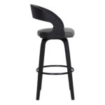 30" Gray Faux Leather and Black Wood Swivel Bar Stool 13 30" Gray Faux Leather and Black Wood Swivel Bar Stool