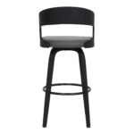 30" Gray Faux Leather and Black Wood Swivel Bar Stool 15 30" Gray Faux Leather and Black Wood Swivel Bar Stool
