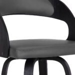 30" Gray Faux Leather and Black Wood Swivel Bar Stool 17 30" Gray Faux Leather and Black Wood Swivel Bar Stool