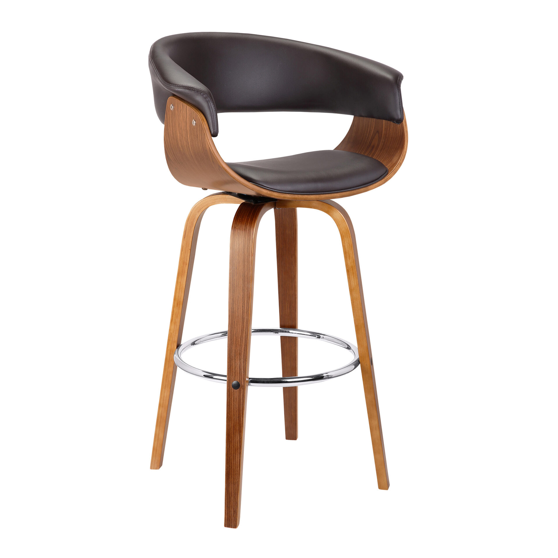 31 Inch Brown Faux Leather Swivel Low Back Bar Stool 3 31 Inch Brown Faux Leather Swivel Low Back Bar Stool - Image 3