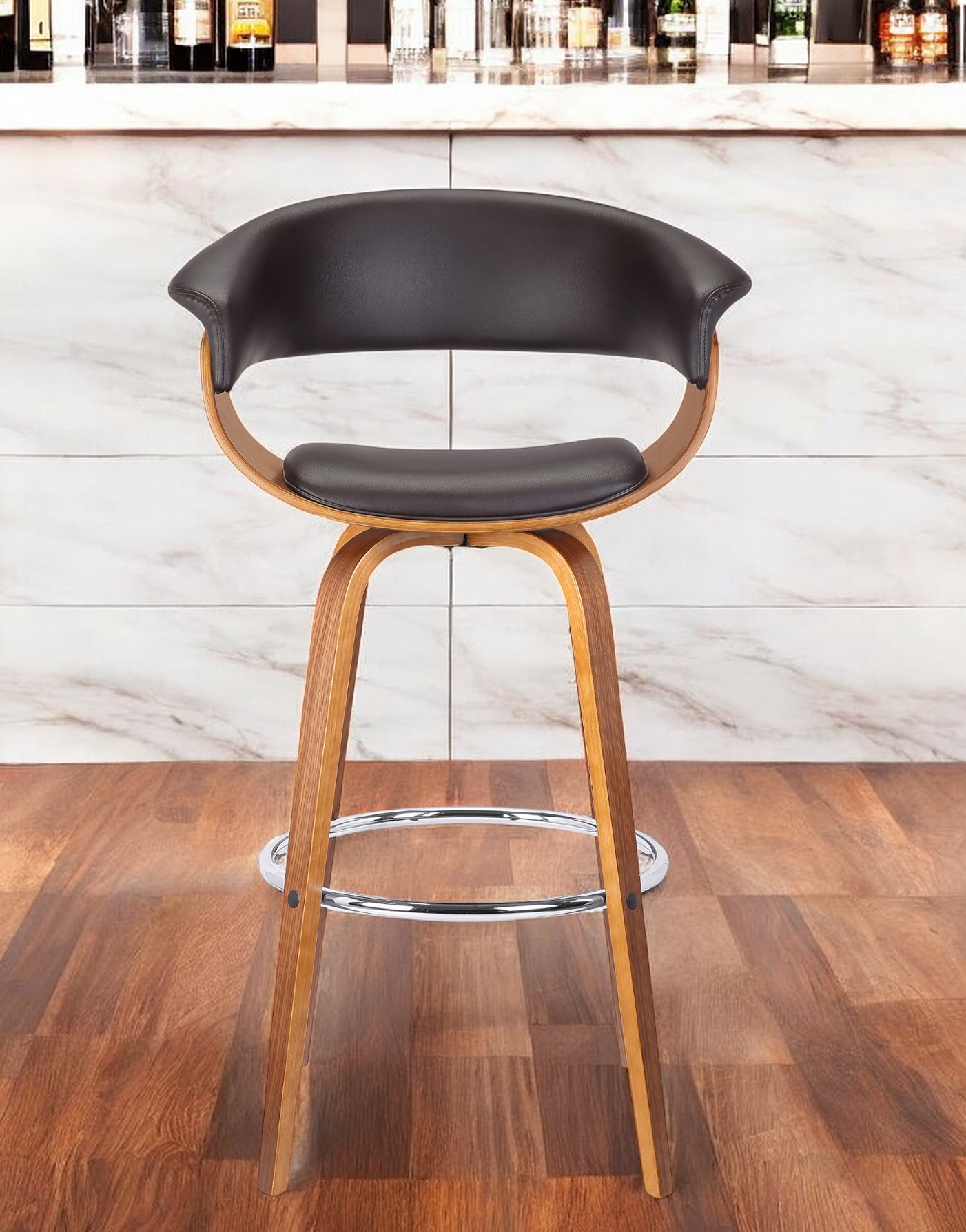31 Inch Brown Faux Leather Swivel Low Back Bar Stool 1 31 Inch Brown Faux Leather Swivel Low Back Bar Stool