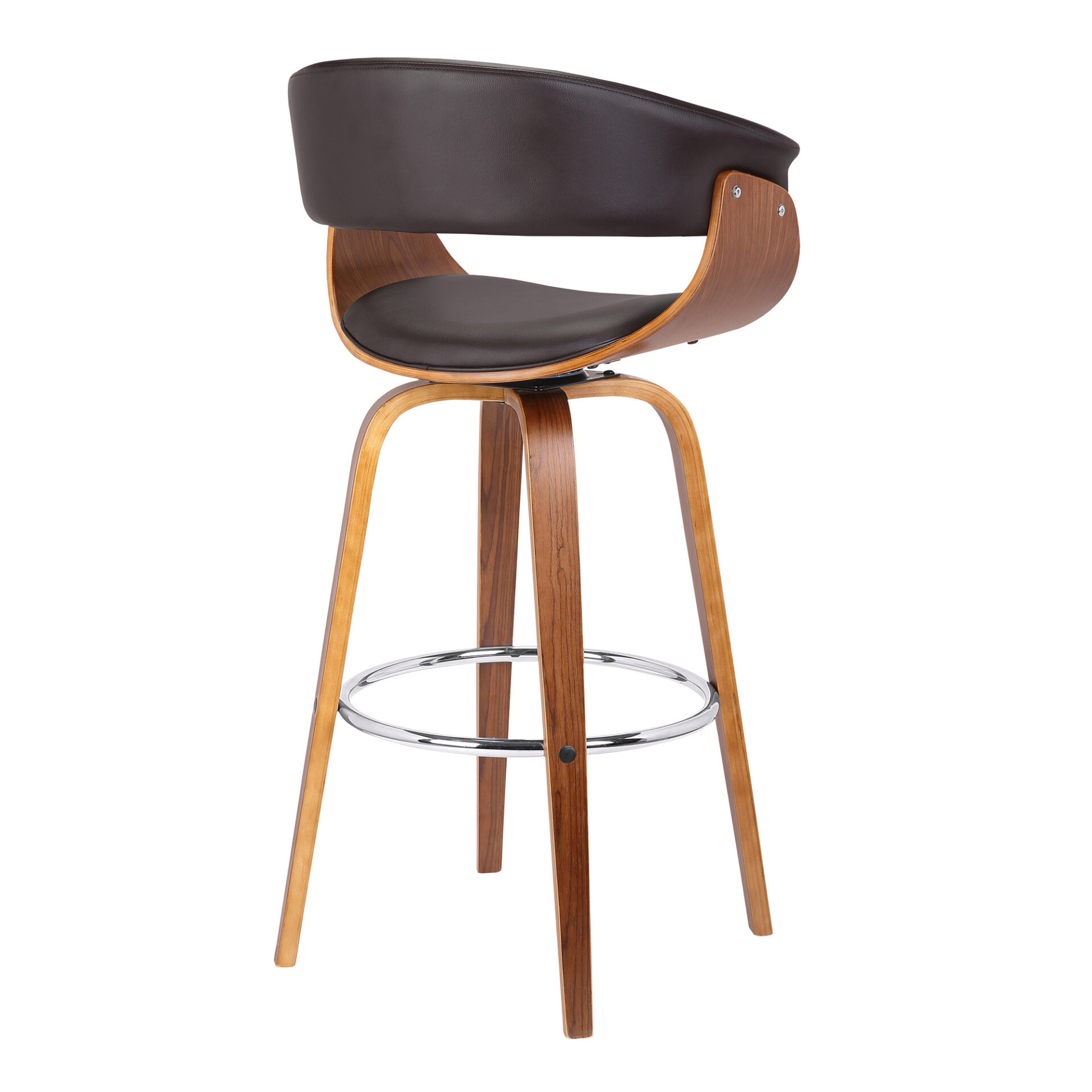31 Inch Brown Faux Leather Swivel Low Back Bar Stool 4 31 Inch Brown Faux Leather Swivel Low Back Bar Stool - Image 4