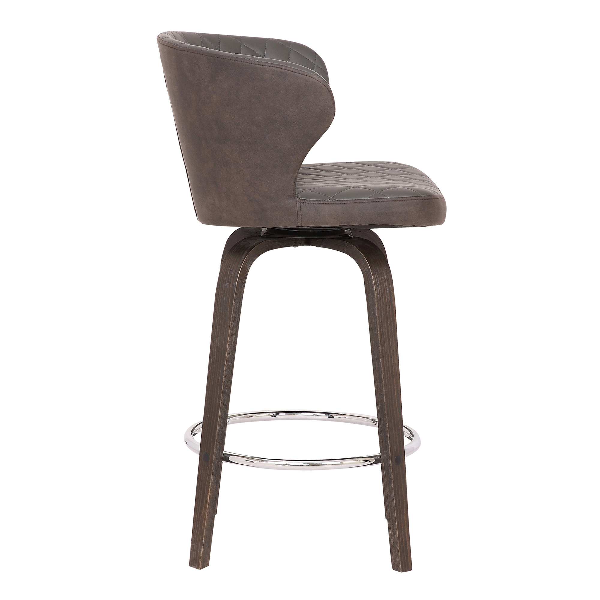 36 Inch Brown Faux Leather Swivel Counter Height Bar Stool 4 36 Inch Brown Faux Leather Swivel Counter Height Bar Stool - Image 4