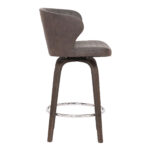 40" Brown Faux Leather and Iron Swivel Bar Stool