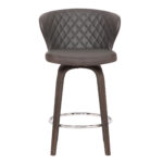 40" Brown Faux Leather and Iron Swivel Bar Stool