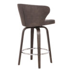 40" Brown Faux Leather and Iron Swivel Bar Stool