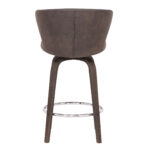 40" Brown Faux Leather and Iron Swivel Bar Stool