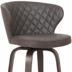 40" Brown Faux Leather and Iron Swivel Bar Stool
