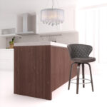 40" Brown Faux Leather and Iron Swivel Bar Stool