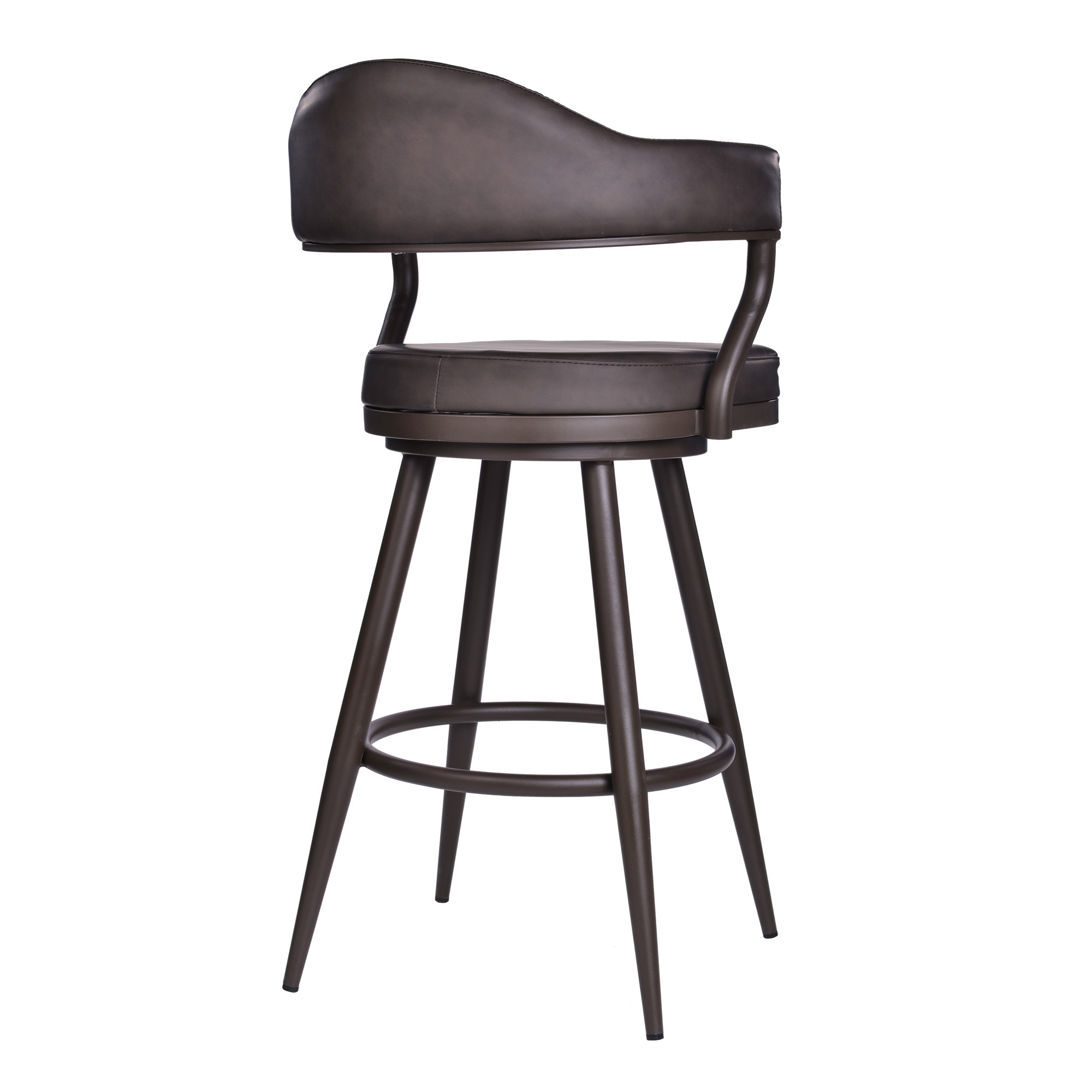 26 Inch Brown Swivel Faux Leather and Iron Bar Stool 4 26 Inch Brown Swivel Faux Leather and Iron Bar Stool - Image 4