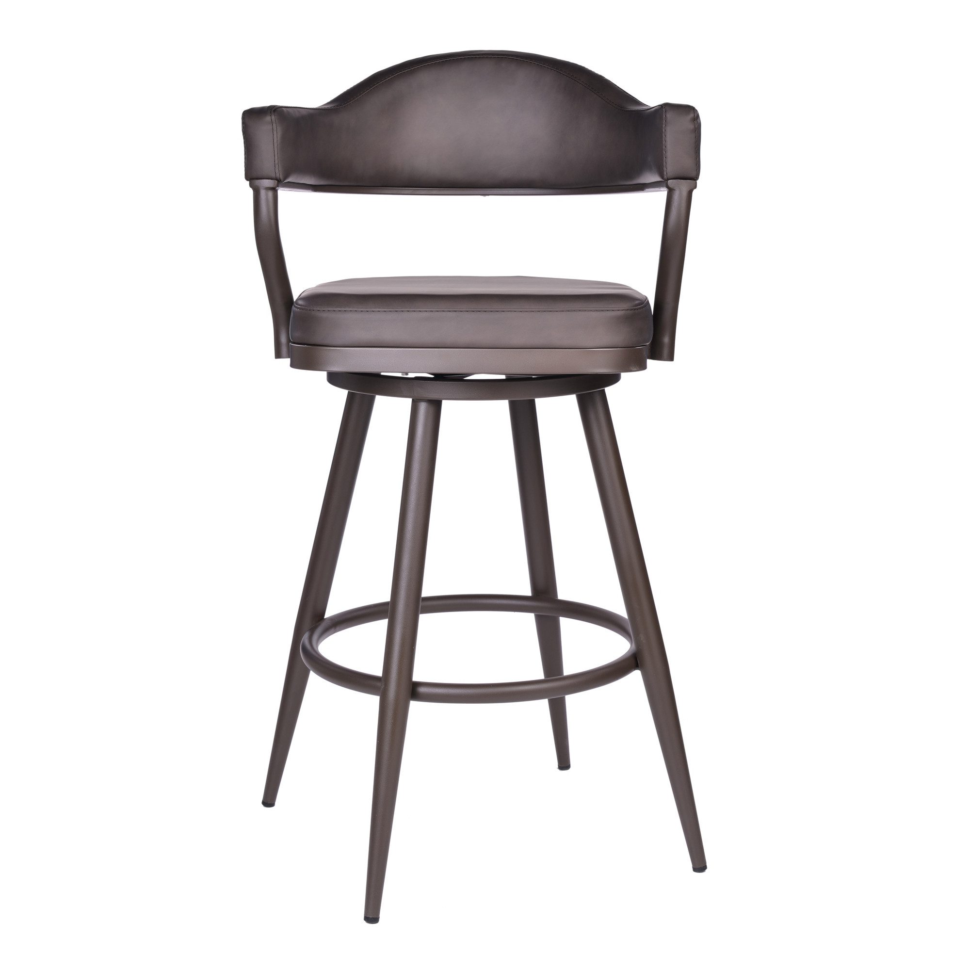 26 Inch Brown Swivel Faux Leather and Iron Bar Stool 3 26 Inch Brown Swivel Faux Leather and Iron Bar Stool - Image 3