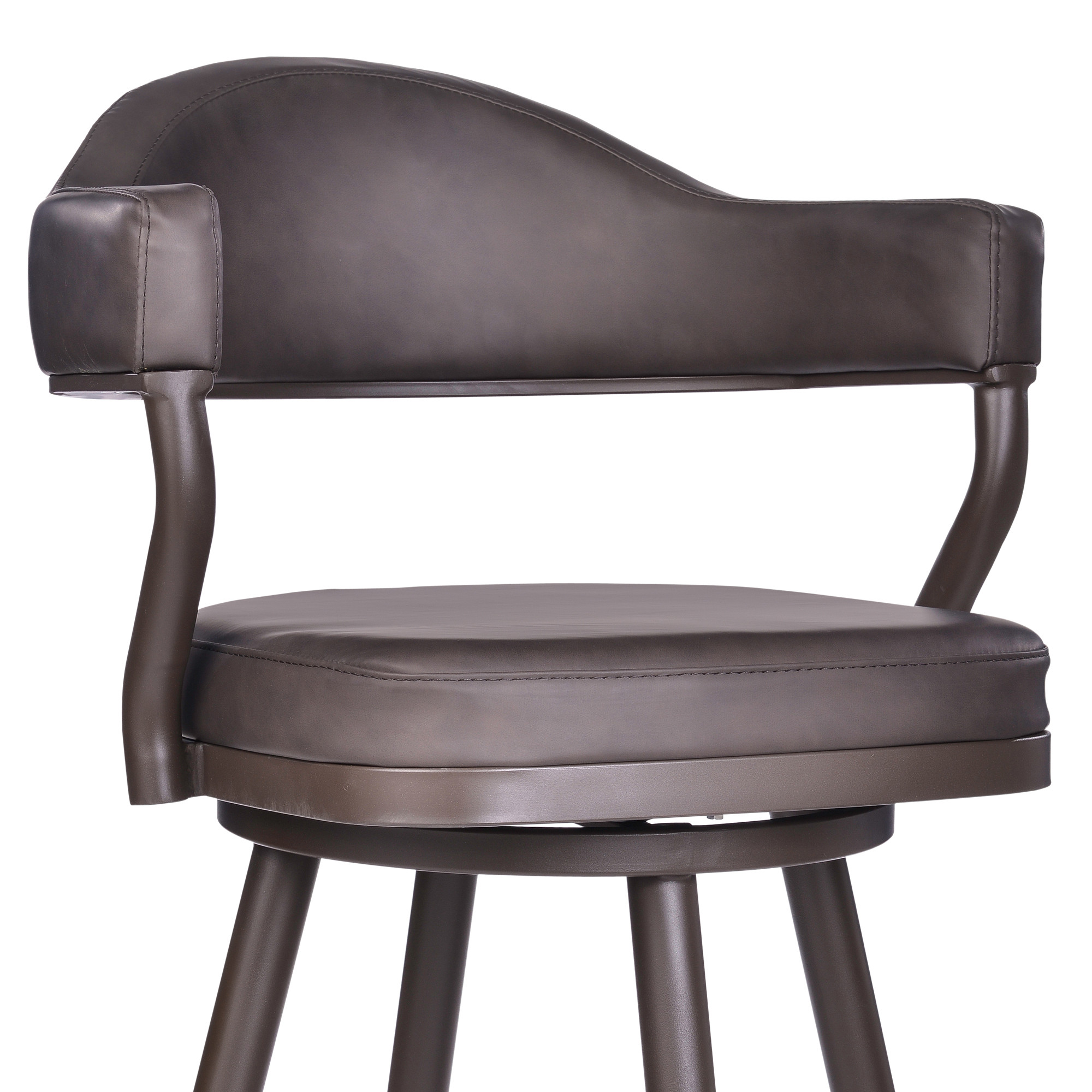 26 Inch Brown Swivel Faux Leather and Iron Bar Stool 6 26 Inch Brown Swivel Faux Leather and Iron Bar Stool - Image 6
