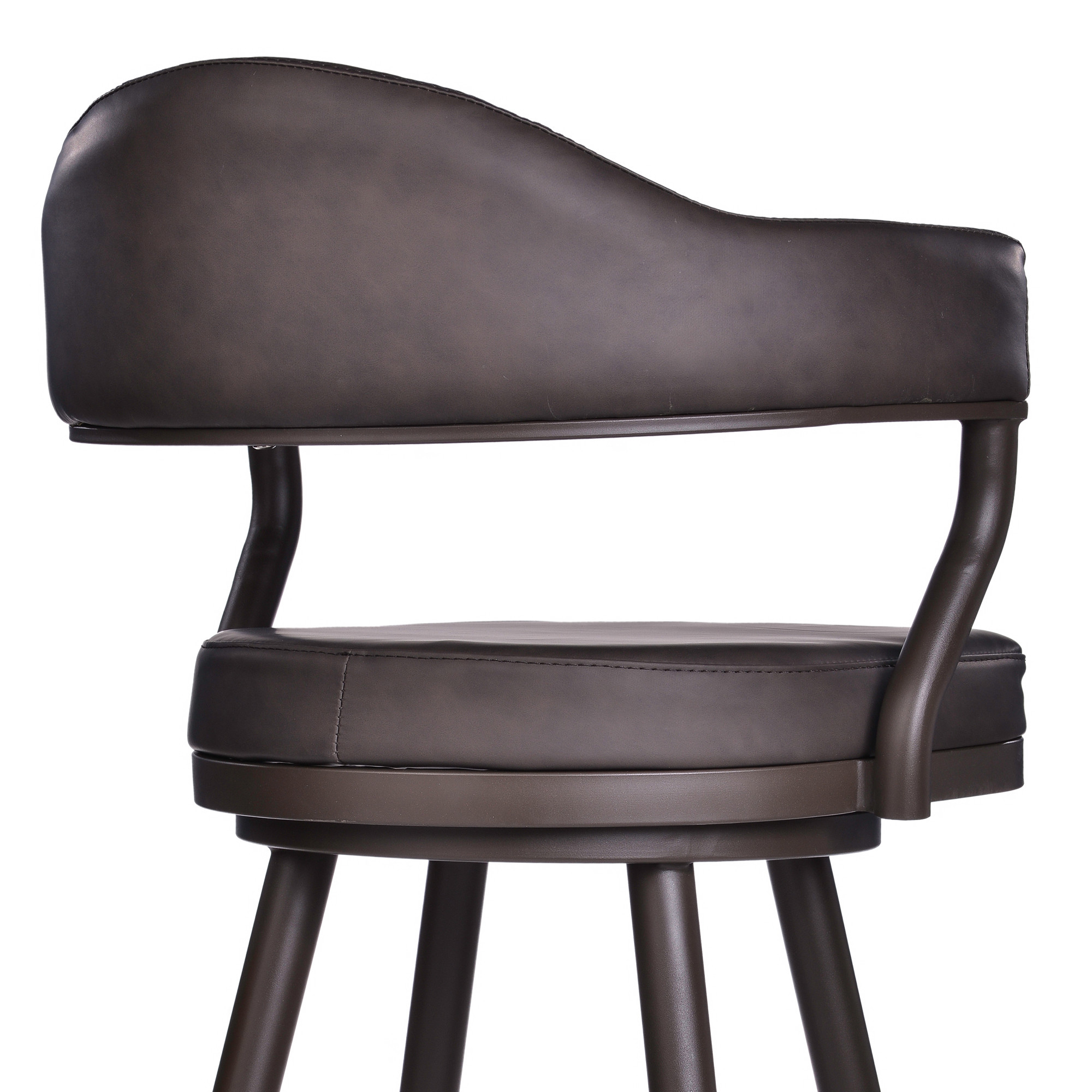 26 Inch Brown Swivel Faux Leather and Iron Bar Stool 7 26 Inch Brown Swivel Faux Leather and Iron Bar Stool - Image 7