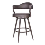 26 Inch Brown Swivel Faux Leather and Iron Bar Stool 14 26 Inch Brown Swivel Faux Leather and Iron Bar Stool