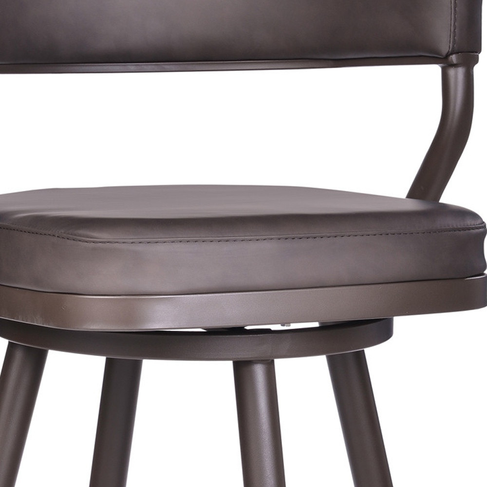 26 Inch Brown Swivel Faux Leather and Iron Bar Stool 9 26 Inch Brown Swivel Faux Leather and Iron Bar Stool - Image 9