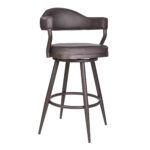 42 Inch Brown Faux Leather and Iron Swivel Bar Stool 10 42 Inch Brown Faux Leather and Iron Swivel Bar Stool