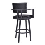 26 Inch Iron Swivel Counter Height Bar Stool With Arms