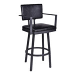 26 Inch Iron Swivel Counter Height Bar Stool With Arms