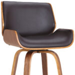 30" Brown Faux Leather Swivel Bar Stool With Walnut Frame 14 30" Brown Faux Leather Swivel Bar Stool With Walnut Frame
