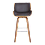 30" Brown Faux Leather Swivel Bar Stool With Walnut Frame 11 30" Brown Faux Leather Swivel Bar Stool With Walnut Frame