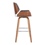 30" Brown Faux Leather Swivel Bar Stool With Walnut Frame 12 30" Brown Faux Leather Swivel Bar Stool With Walnut Frame