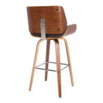 30" Brown Faux Leather Swivel Bar Stool With Walnut Frame 13 30" Brown Faux Leather Swivel Bar Stool With Walnut Frame