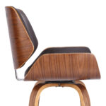 30" Brown Faux Leather Swivel Bar Stool With Walnut Frame 18 30" Brown Faux Leather Swivel Bar Stool With Walnut Frame