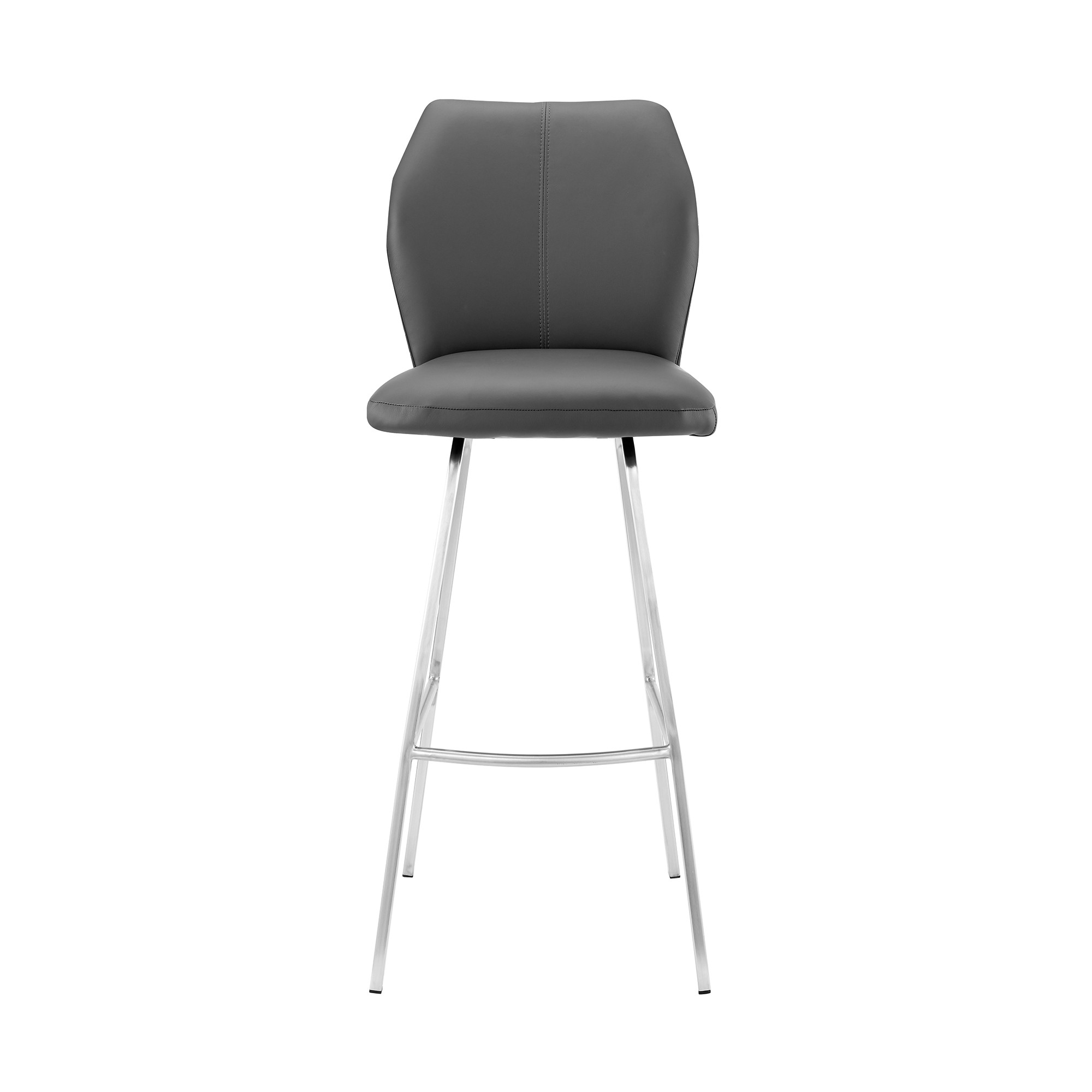 42 Inch Vintage Brown Faux Leather Swivel Bar Stool With Arms 3 42 Inch Vintage Brown Faux Leather Swivel Bar Stool With Arms - Image 3
