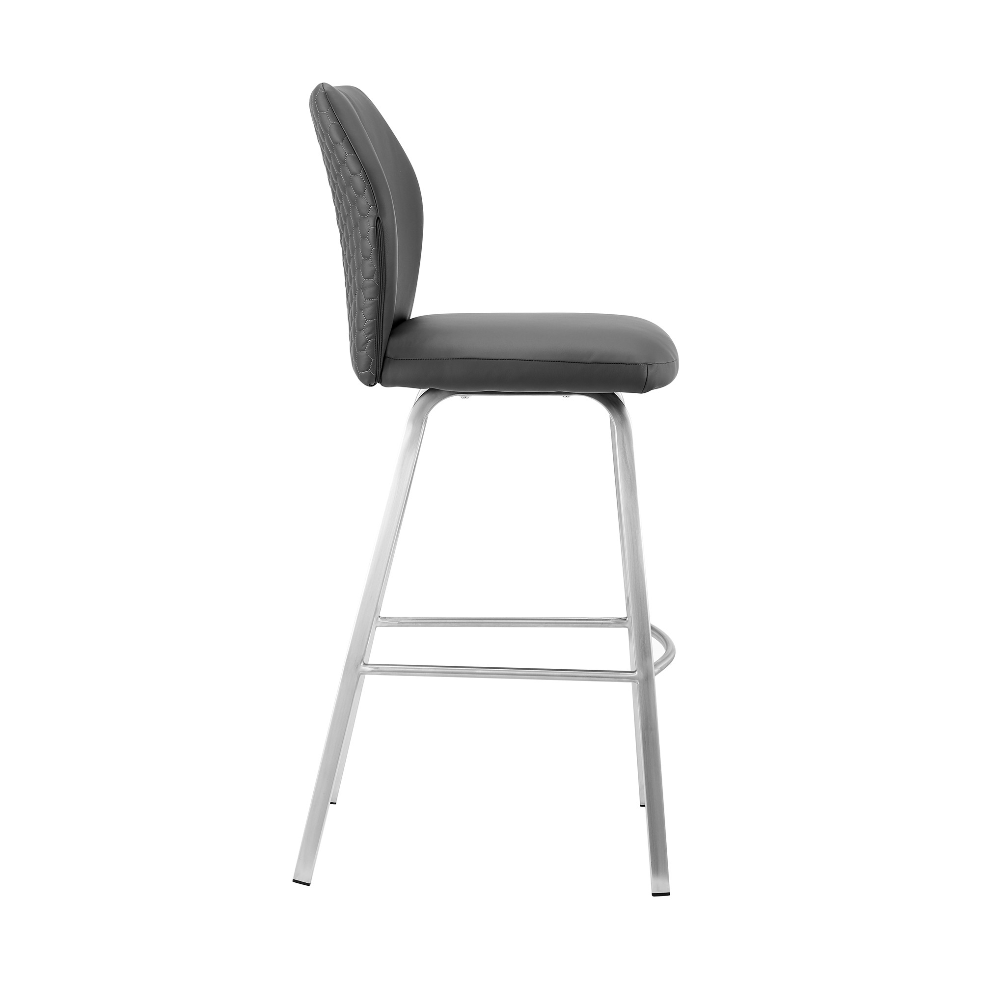 42 Inch Vintage Brown Faux Leather Swivel Bar Stool With Arms 4 42 Inch Vintage Brown Faux Leather Swivel Bar Stool With Arms - Image 4
