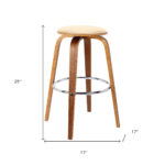 25” Cream Faux Leather Backless Swivel Counter Height Bar Stool