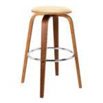 25” Cream Faux Leather Backless Swivel Counter Height Bar Stool
