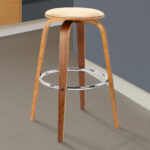 25” Cream Faux Leather Backless Swivel Counter Height Bar Stool