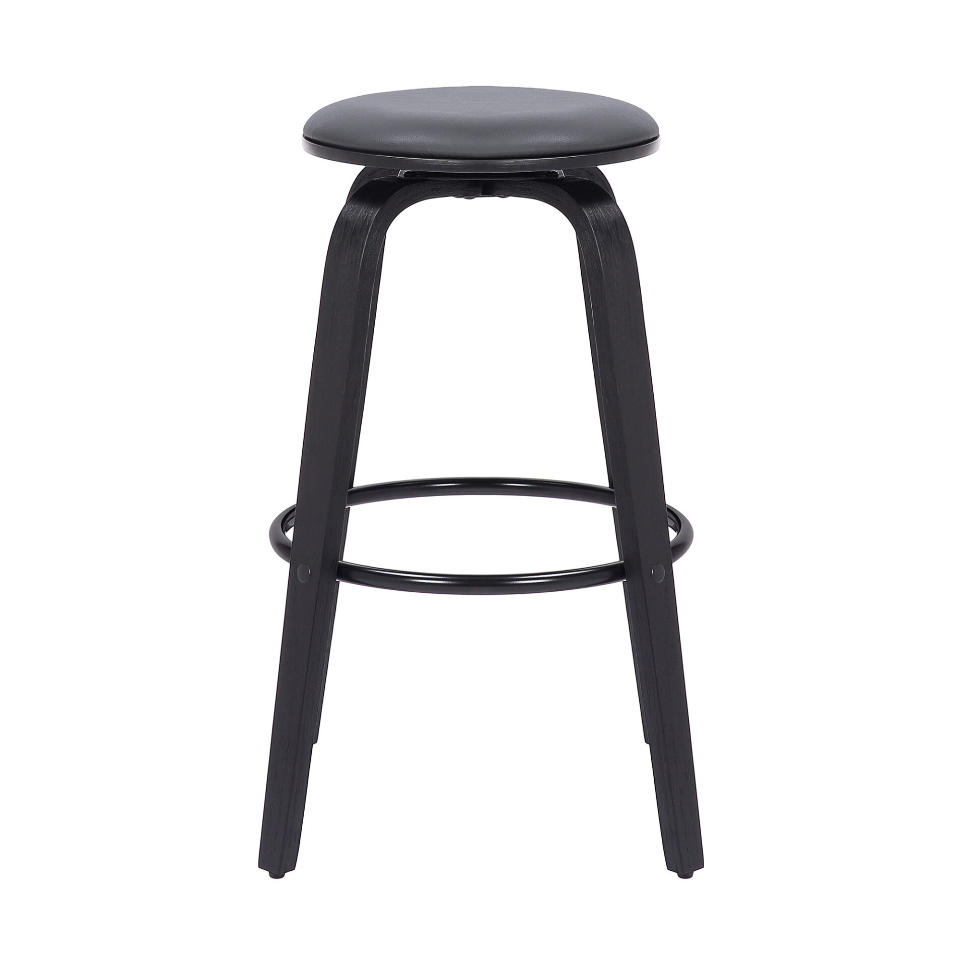 29 Inch Gray and Black Swivel Backless Bar Stool With Footrest 2 29 Inch Gray and Black Swivel Backless Bar Stool With Footrest - Image 2