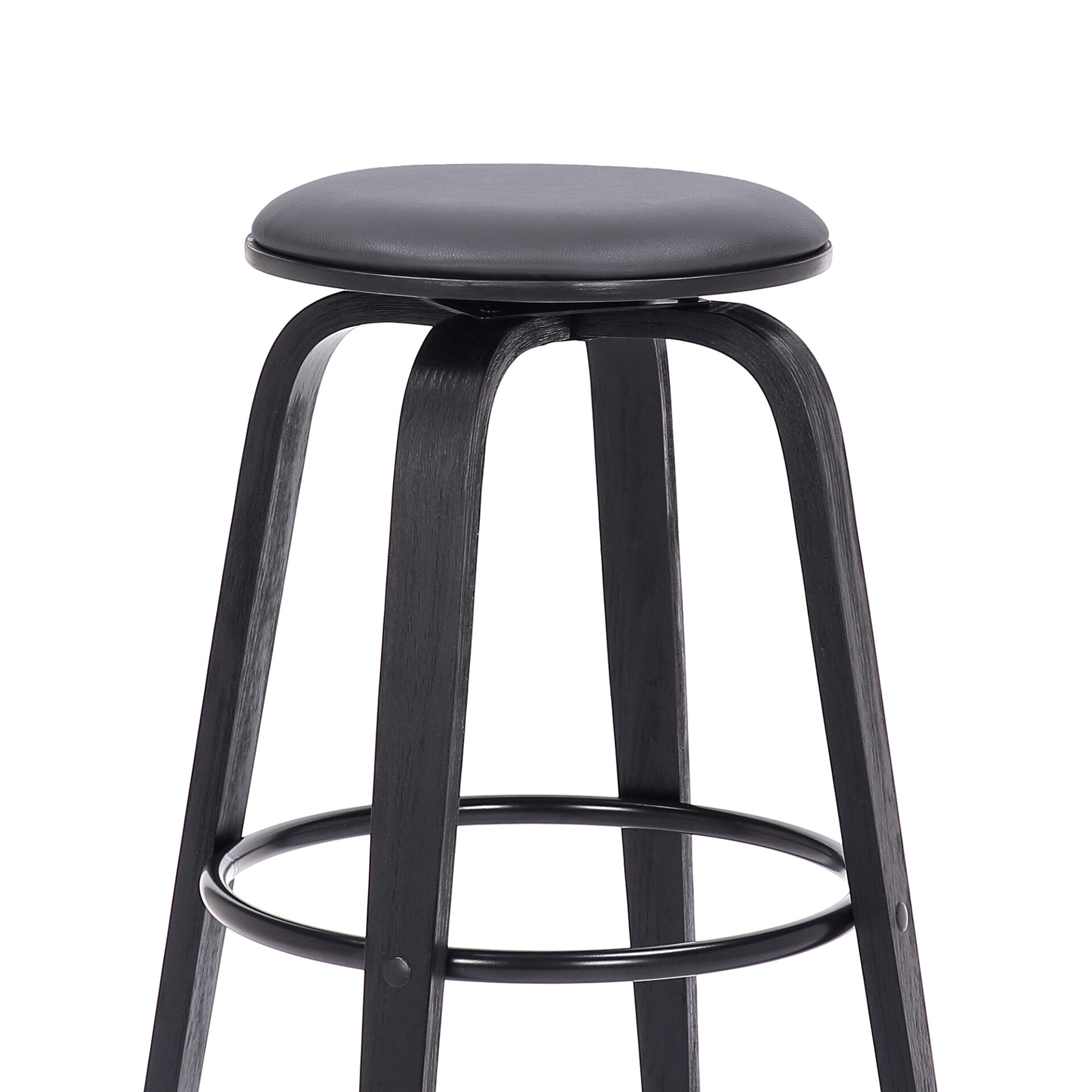 29 Inch Gray and Black Swivel Backless Bar Stool With Footrest 4 29 Inch Gray and Black Swivel Backless Bar Stool With Footrest - Image 4