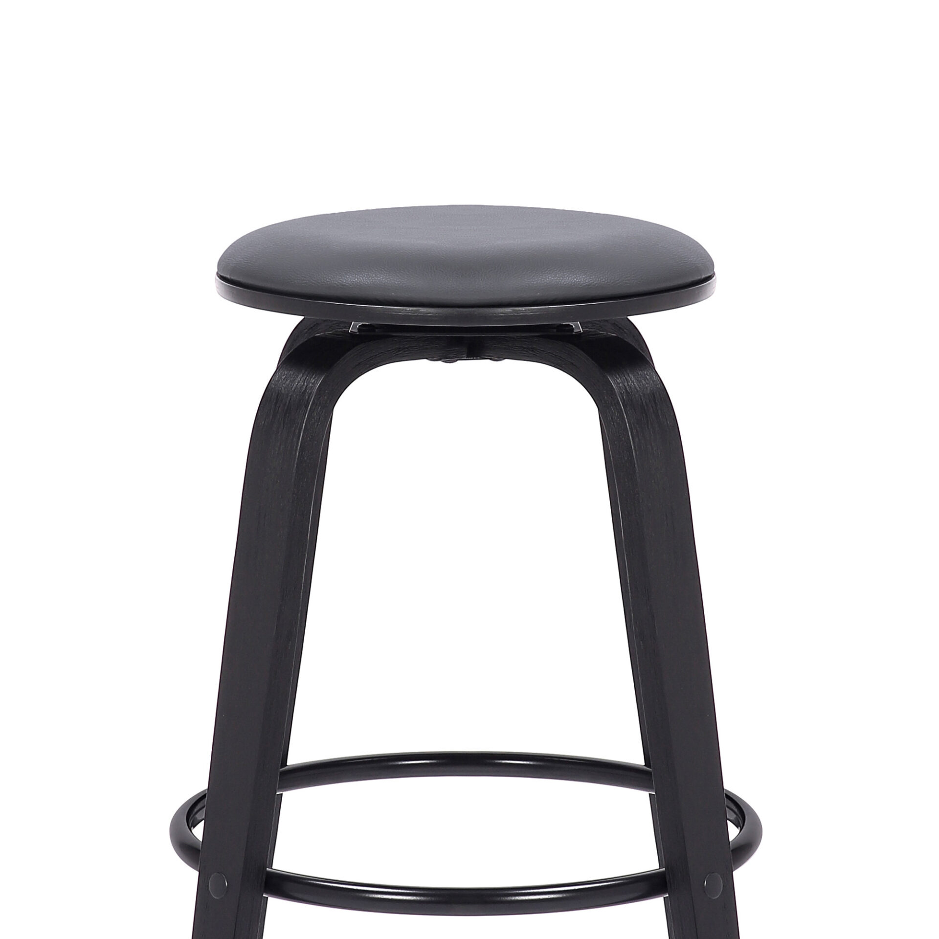 29 Inch Gray and Black Swivel Backless Bar Stool With Footrest 5 29 Inch Gray and Black Swivel Backless Bar Stool With Footrest - Image 5