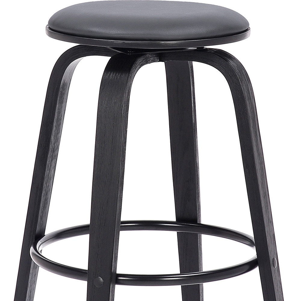 29 Inch Gray and Black Swivel Backless Bar Stool With Footrest 6 29 Inch Gray and Black Swivel Backless Bar Stool With Footrest - Image 6