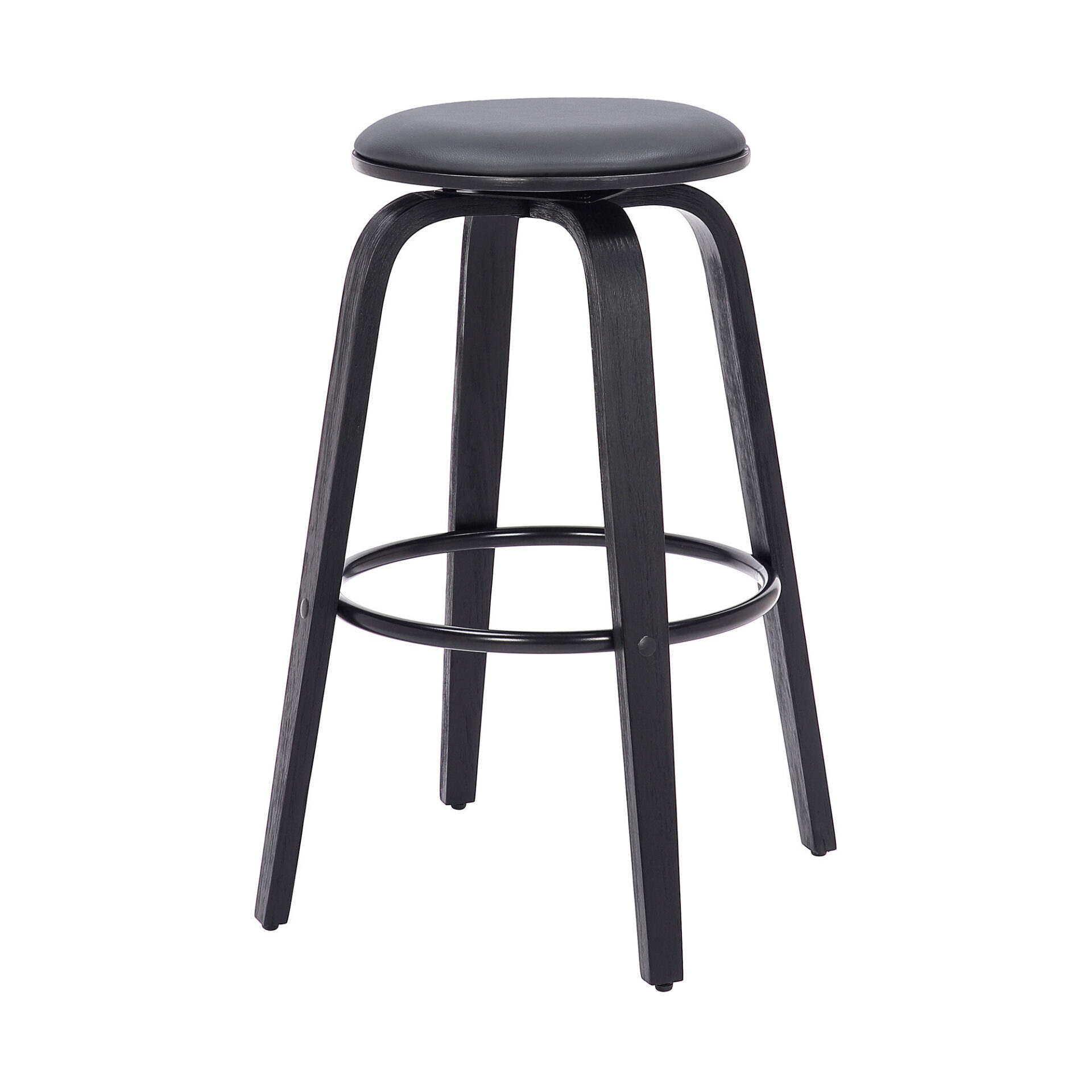 29 Inch Gray and Black Swivel Backless Bar Stool With Footrest 7 29 Inch Gray and Black Swivel Backless Bar Stool With Footrest - Image 7