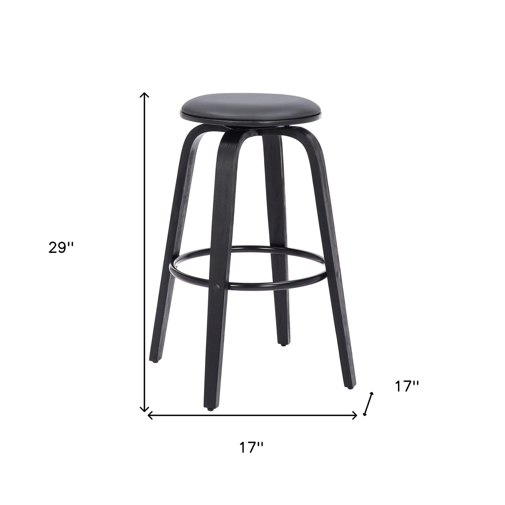 29 Inch Gray and Black Swivel Backless Bar Stool With Footrest 9 29 Inch Gray and Black Swivel Backless Bar Stool With Footrest - Image 9
