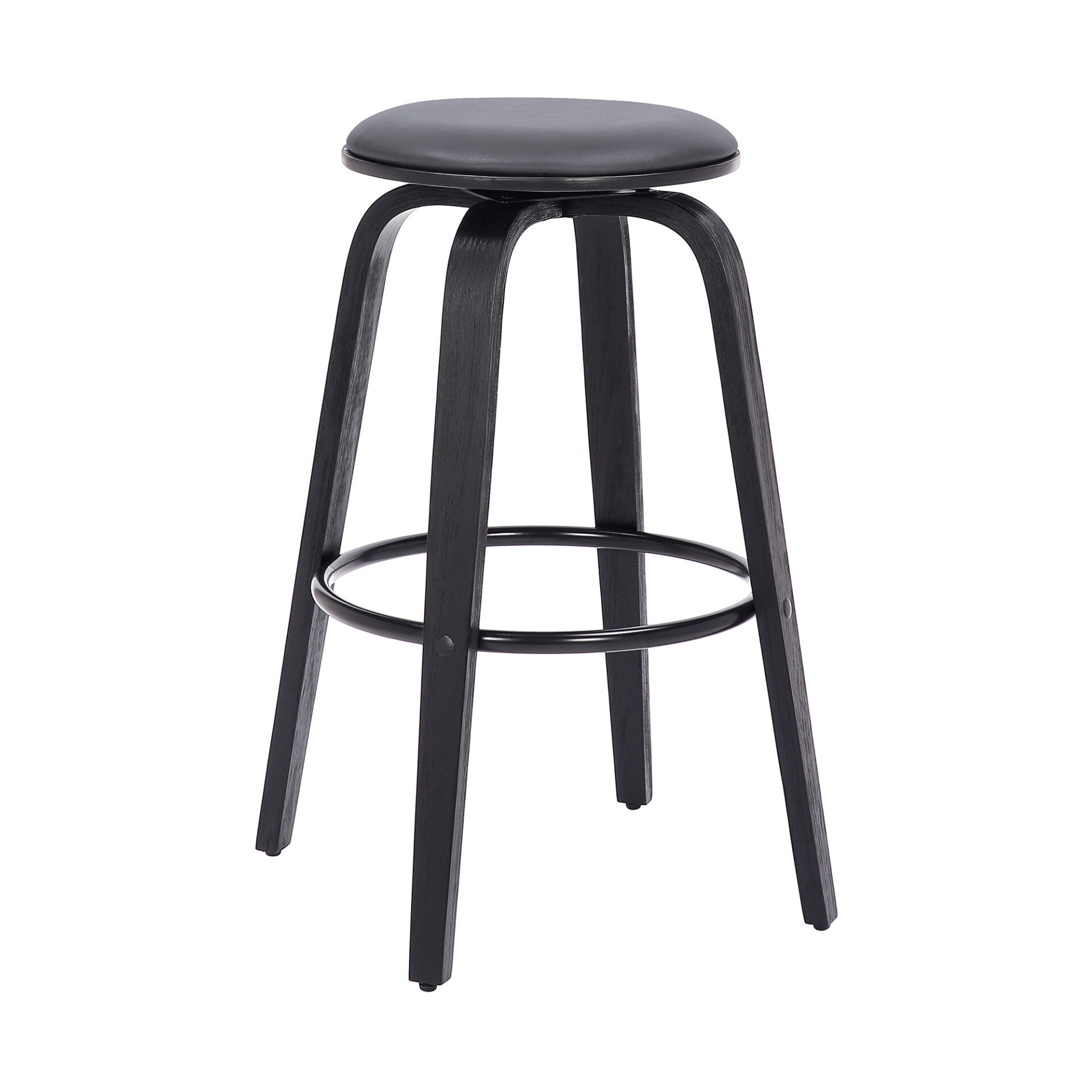 29 Inch Gray and Black Swivel Backless Bar Stool With Footrest 1 29 Inch Gray and Black Swivel Backless Bar Stool With Footrest